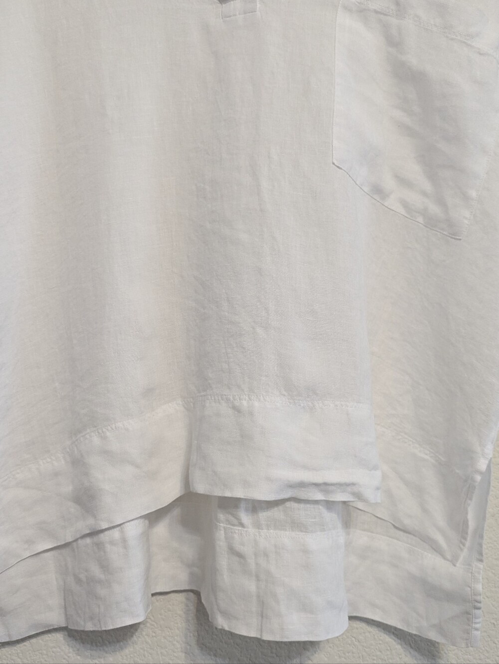 Eileen Fisher Organic Handkerchief Linen Split Neck Top Large White Minimalist - Picture 4 of 7